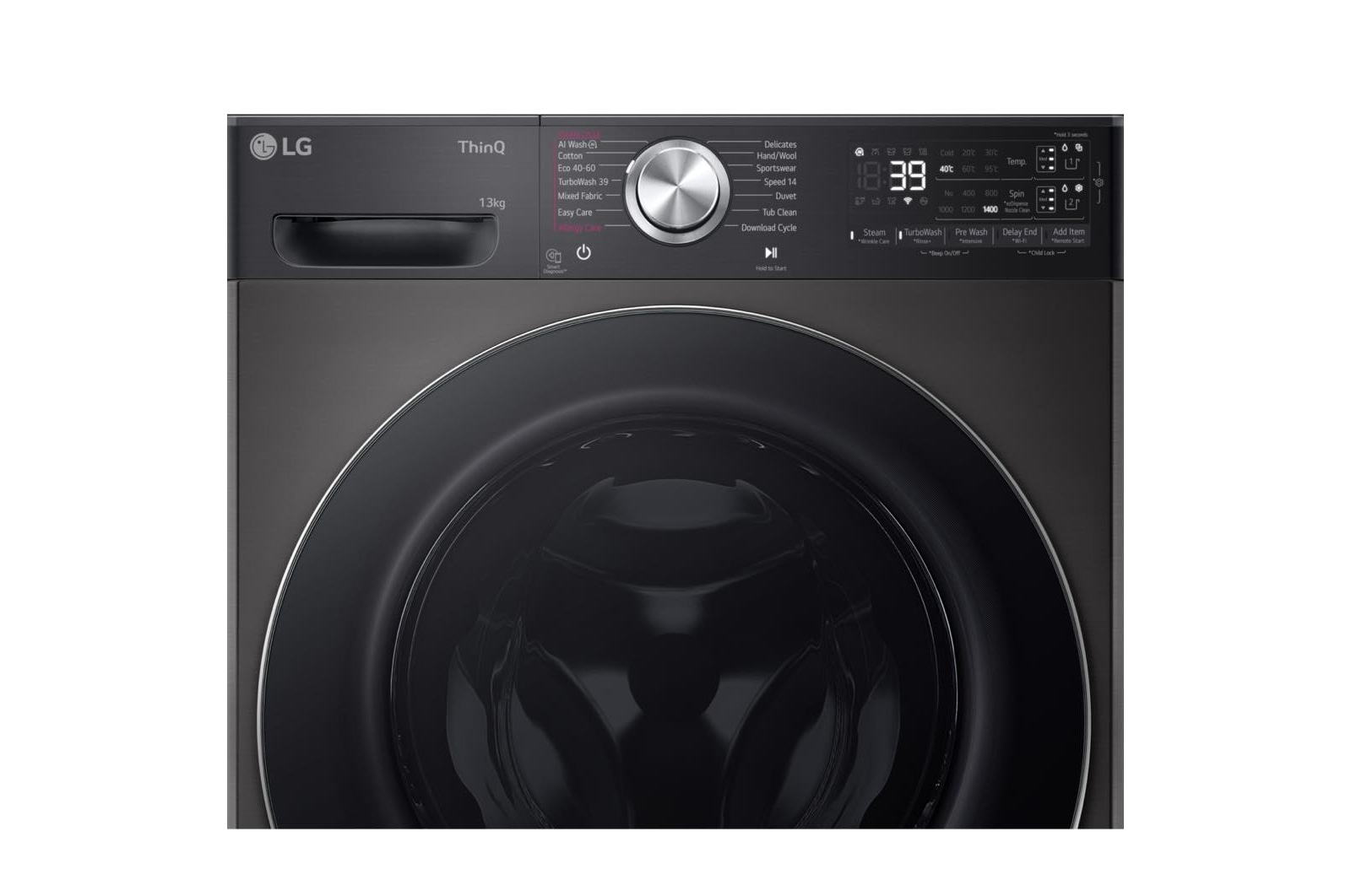 LG 9kg Counter-Depth MAX™ Washing Machine, Platinum Black, F2Y709BBTN1